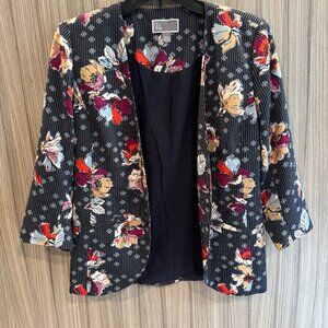 Chelsea28 Women’s Blazer Size Small – Floral Pinstripe Open Front Jacket